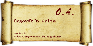 Orgován Arita névjegykártya